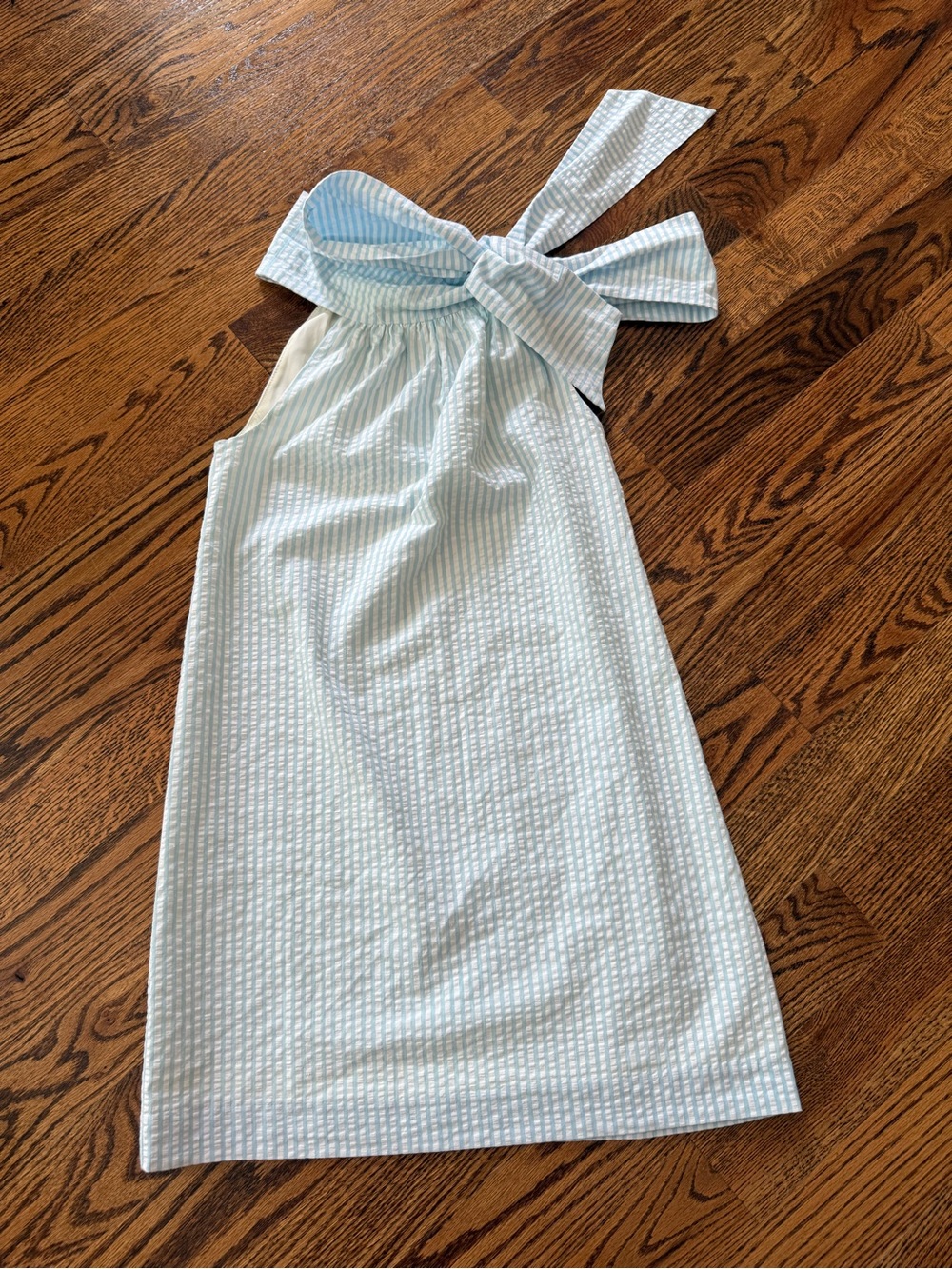 LaRoque Original Dress Blue White Seersucker Bow size Medium